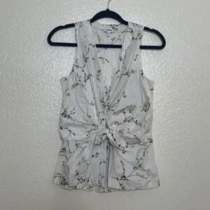 Tie Bottom Striped Floral Business Casual Work Boho Minimalist Chic Glam Blouse